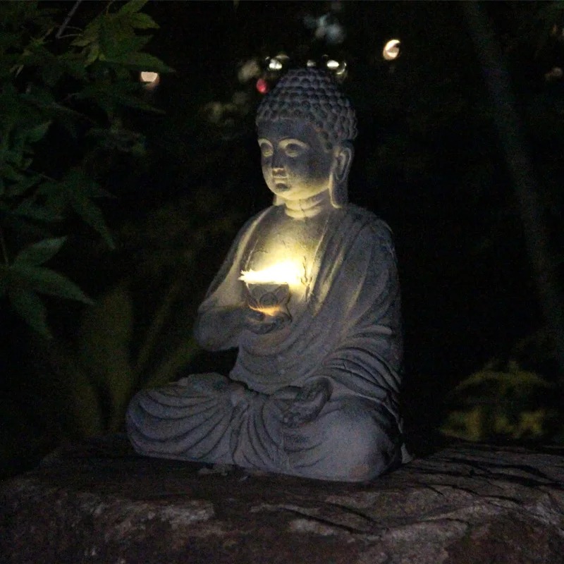Resin Buddha Statue Sculpture  - Outdoor Zen Lighting review and price