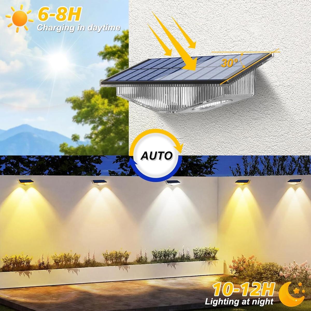 4Pcs Solar Fence Lights Dusk T - Outdoor Yard Lighting Fixtures review and price