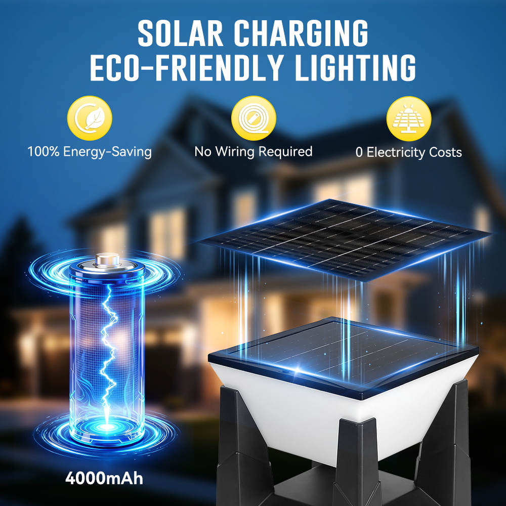 3-Color Solar Post Light IP65  - Outdoor Yard Lighting Fixtures review and price