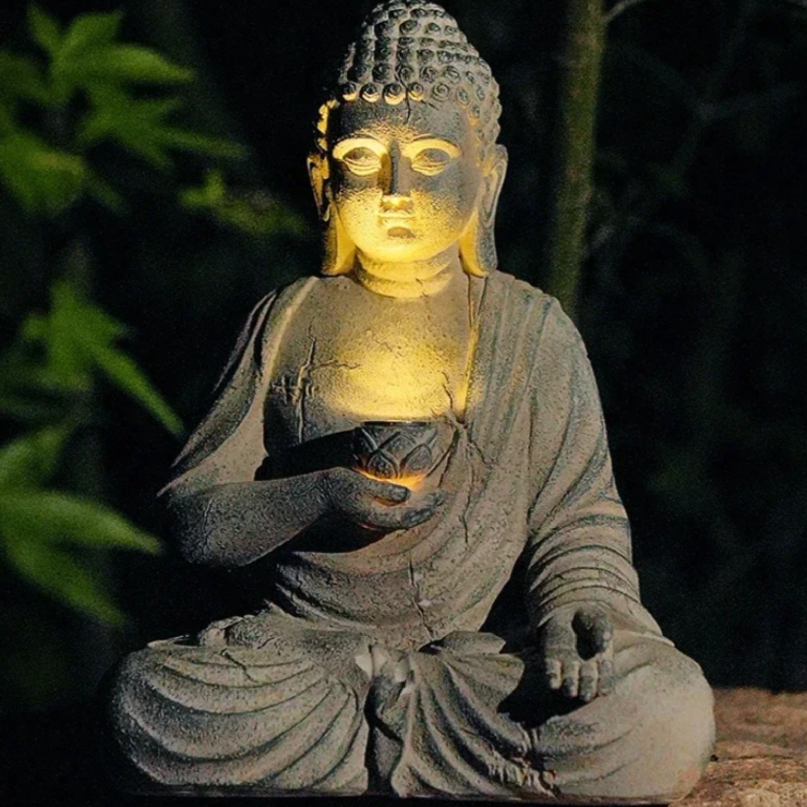 Solar Garden Statue Buddha Res - Outdoor Zen Lighting review and price